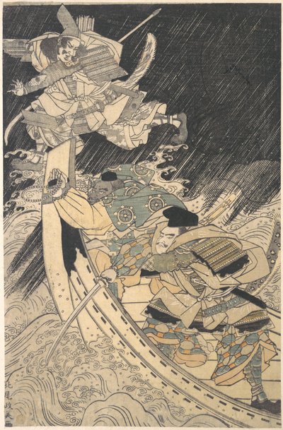 Minamoto Yoshitsune a jeho strážce, mnich Benkei..., konec 18. století. od Kitao Masayoshi