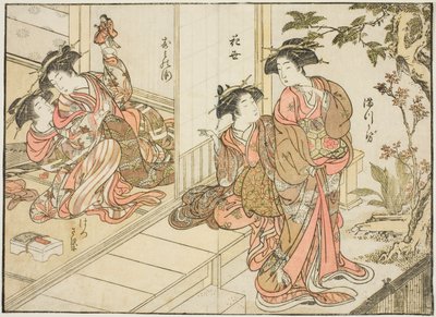Kurtizány z Maruebiya, z knihy „Zrcadlo krásných žen z požitkářských čtvrtí (Seiro bijin awase sugata kagami), sv. 2 od Kitao Shigemasa