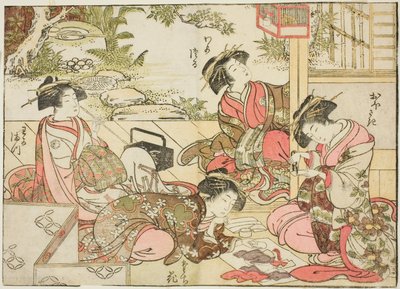 Kurtizány z Otawaraje, z knihy „Zrcadlo krásných žen z požitkářských čtvrtí (Seiro bijin awase sugata kagami), sv. 2 od Kitao Shigemasa