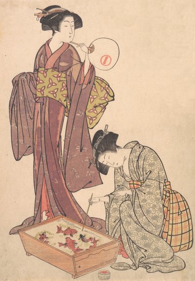 Dvě ženy krmící ryby, 1739-1820. od Kitao Shigemasa
