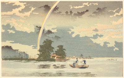 Pohled za soumraku, Hashiba, Tokio od Kiyochika Kobayashi