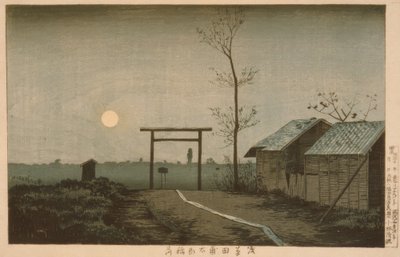 Svatyně Taro Inari na rýžových polích v Asakuse od Kiyochika Kobayashi
