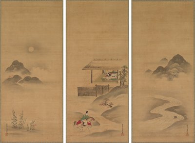 Minamoto no Nakakuni navštěvuje lady Kogō od Kiyohara Yukinobu