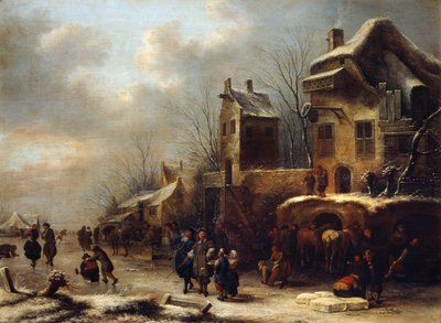Kluziště na řece, 1665 od Klaes Molenaer