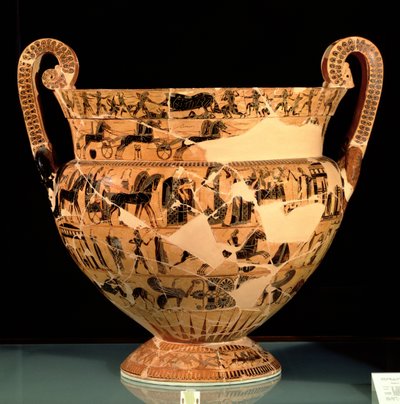 Strana B vázy Francois, vyrobené Ergotimos (fl.575-560 př.nl) c.570 př.nl (keramika) od Kleitias Kleitias