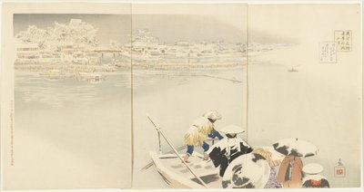 Únor: Matsuchiyanma Hill za soumraku ve sněhu, březen 1896 od Kobayashi Kiyochika