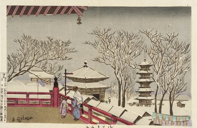 Chrám Sensōji ve sněhu od Kobayashi Kiyochika