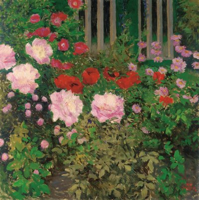 Květiny a zahradní plot; Kvetoucí květiny na zahradní plot od Koloman Moser