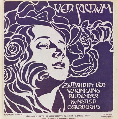 Obálka čtvrtého čísla časopisu Ver Sacrum, který vydávali umělci secesního hnutí Sezession, z roku 1899.... od Koloman Moser
