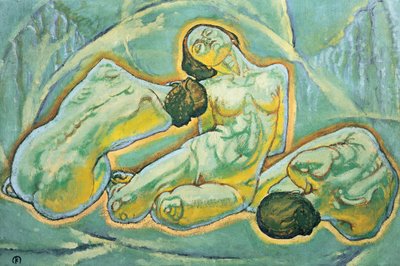 Drei kauernde Frauen - Tři krčící se ženy... (malba na plátně) od Koloman Moser
