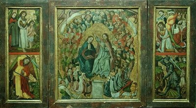 Korunovace Panny Marie; Křest Kristův; Smrt sv. Jana Křtitele; St. George Sying the Dragon (triptych) od Konrad von Friesach