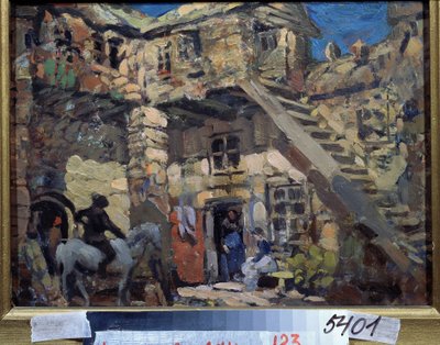 Scénografie k baletu Don Quijote od Leona (nebo Ludwiga) Minkuse (1826-1917) (scéna k baletu Don Quijote od L. Minkuse). Dílo Konstantina Alexejeviče Korovina (Constantin Korovin) (1861-1939), kvaš na kartonu od Konstantin Alekseevich Korovin