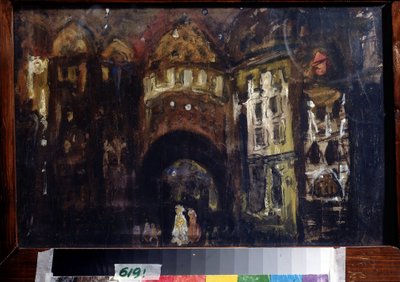 Scénografie k opeře Faust od Charlese Gounoda (Scéna k opeře Faust od C. Gounoda). Dílo Konstantina Alexejeviče Korovina (Constantin Korovin) (1861-1939), kvaš na kartonu od Konstantin Alekseevich Korovin
