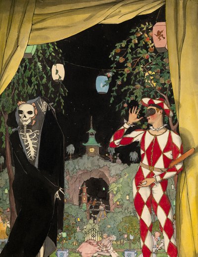 Harlekýn a smrt, 1918 od Konstantin Andreevic Somov