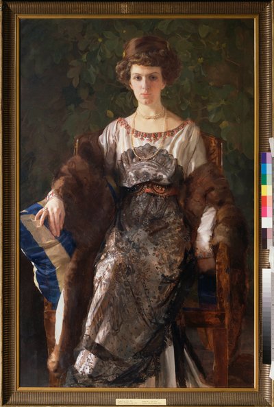 Portrét Evfimie Nosové, rozené Ryabushinskaya (1881-1960). Obraz Konstantina (Constantina) Andrejeviče Somova (1869-1939), olej na plátně od Konstantin Andreevic Somov