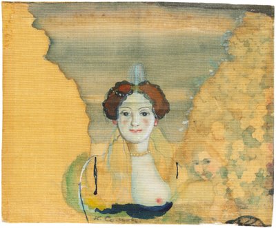 Mladá dáma se zahradou za nimi. od Konstantin Andreyevich Somov