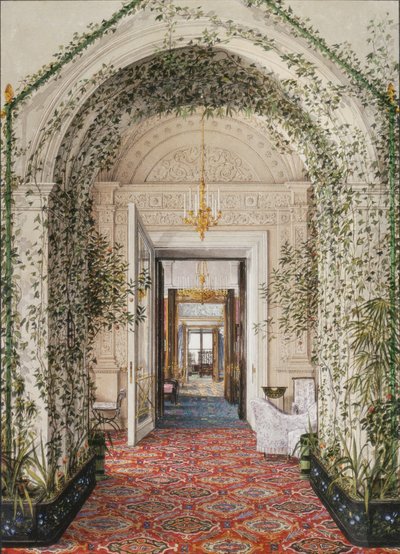Interiéry Zimního paláce. Malá zimní zahrada v apartmánech Alexandry Fjodorovny, polovina 19. století. od Konstantin Andreyevich Ukhtomsky