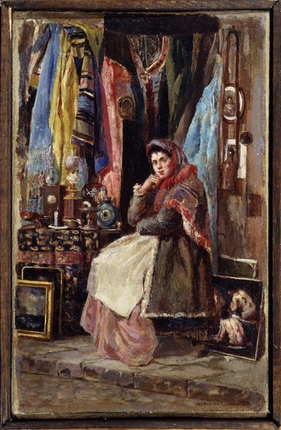 Butik de kuriozity (Curiosity Shop). Peinture de Konstantin Jegorovič Makovskij (Constantin Makovski) (1839-1915), huile sur toile. Art russe 19e siecle. M. Tuganov Art Museum of the North Osetian, Vladikavkaz (Vladicaucaze) (russie). od Konstantin Egorovich Makovsky