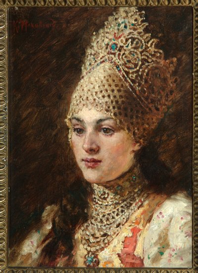 Femme boyard (boiard, boiar) - Peinture de Konstantin Jegorovič Makovskij (Constantin Makovski) (1839-1915), huile sur toile, vers 1890 - (Boyarova žena, Olej na plátně Konstantina Jegoroviče Makovského od Konstantin Egorovich Makovsky