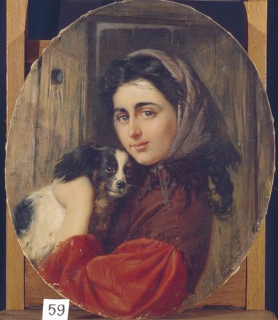 Dívka S Malým Psem od Konstantin Egorovich Makovsky