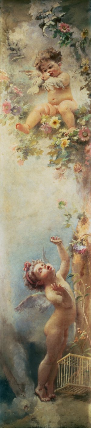 Putty Disporting (olej na plátně) od Konstantin Egorovich Makovsky