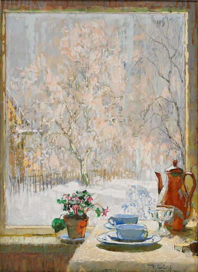 Skrz okno v zimě, 1945 od Konstantin Ivanovich Gorbatov