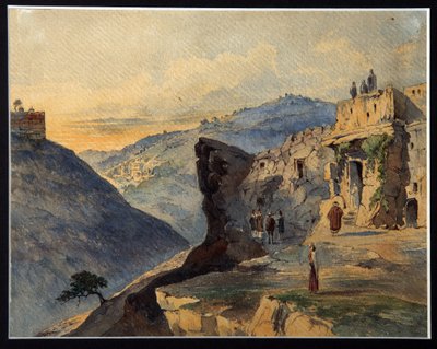Údolí Jozafat, Olivová hora, vesnice Siloam. (Údolí Jozafat, Olivová hora, vesnice Siloam). Popis míst poblíž Jeruzaléma (Izrael), citovaný v Bibli. Údolí Joshaphat je část údolí Cedr od Konstantin Karlovich Gerz