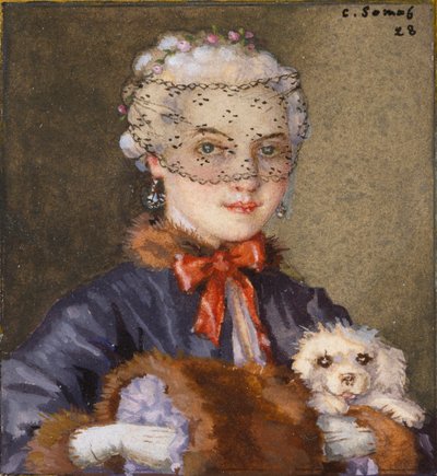 Dáma se psem, 1928 od Konstantin Somov