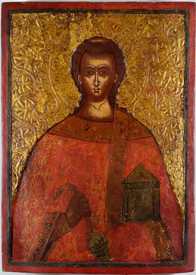 Saint Laurent (Saint Lawrence) - Ikona Konstantinose Adrianoupolitise (aktivní 17. století), tempera na dřevě od Konstantinos Adrianoupolitis