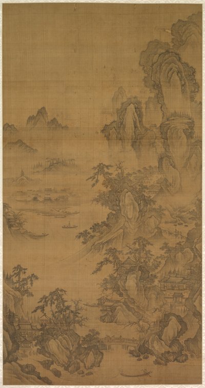 Horský trh, jasno s rostoucí mlhou od Korea, Joseon dynasty