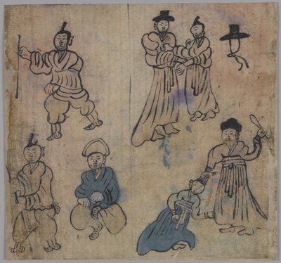 Žánr Scéna, 1 ze 4, 19. století (inkoust & wc na papíře) od Korean School
