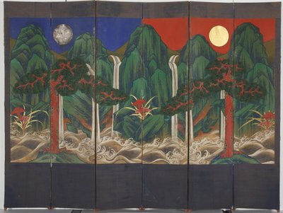 Krajina (tempera a plátkové zlato na panelu) od Korean School