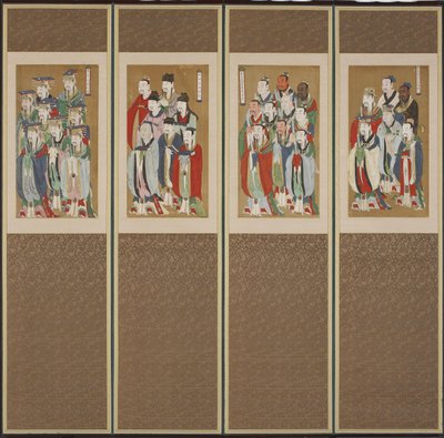Procesní scéna, dynastie Choson (barva na papíře a hedvábí) od Korean School