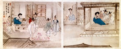 Art coreen: scény v domě gejši. Tisk z roku 1758. Soukromá sbírka. od Korean School