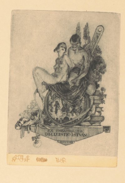 Existuje ex libris Istvána Luszta Bývalý divadelní dr. István Lustig (titul na objektu) od Kornél Révész