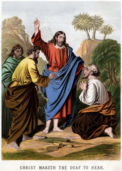 Kristus činí hluchého slyšet, 1860 od Kronheim and Co