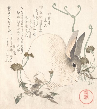 Zajíc a pampeliška, pravděpodobně 1820. od Kubo Shunman