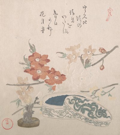 Peach Blossoms, a Seal-box, 19. století. od Kubo Shunman