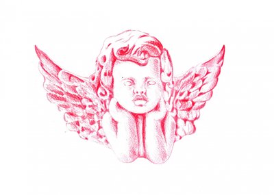 Zamyšlený červený cherub od Kulik