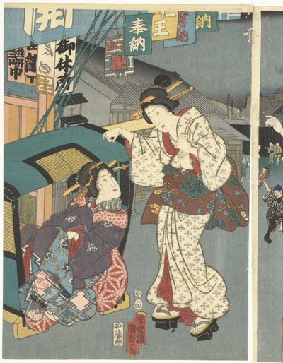 Chrámový festival od Kunisada (II) , Utagawa