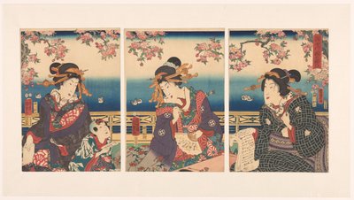 Prosperita v horách podél řeky Sumida od Kunisada (II) , Utagawa