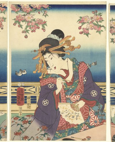 Prosperita v horách podél řeky Sumida od Kunisada (II) , Utagawa
