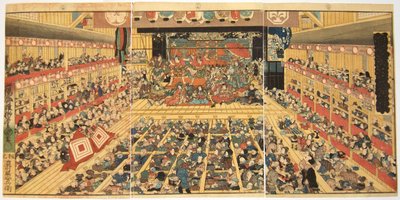 Odori Keiyo Edoe no Sakae: Tea t Reinterio rwith Na chvíli Performanse, 1858 od Kunisada