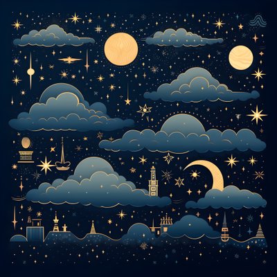 Toto je sbírka izolované fantazijní ilustrace prvků oblohy 1 od Kurt Heppke