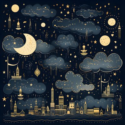 Jedná se o sbírku izolované fantasy ilustrace prvků oblohy 2 od Kurt Heppke