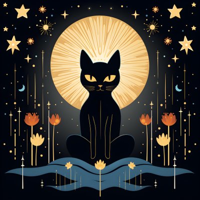 Kočka v meditaci sedící na lotosovém květu 1 od Kurt Heppke
