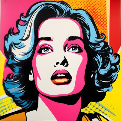 Pop Art Portrét, do půl těla, Barevný, grafický, Ráno, ve stylu Andyho Warhola, Roye Lichtensteina, Roberta Rauschenberga, Jaspera Johnse, Keitha Haringa 4 od Kurt Heppke
