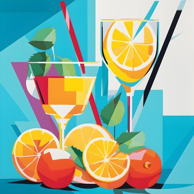 Plakát citrony, koktejly s citrony, máta 3 od Kurt Heppke