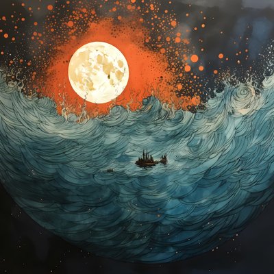 Dva čluny tiše klouzaly inkoustovou vodou směrem k vířící Charybdě, úplňku, jedinému světlu v prázdném světě Severního moře. 1 od Kurt Heppke