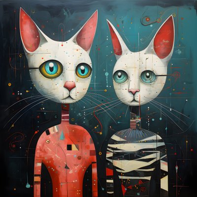 Dvě antropomorfní kočky, Tomcat a Cat, Kubrick Ian Synthetic 3 od Kurt Heppke